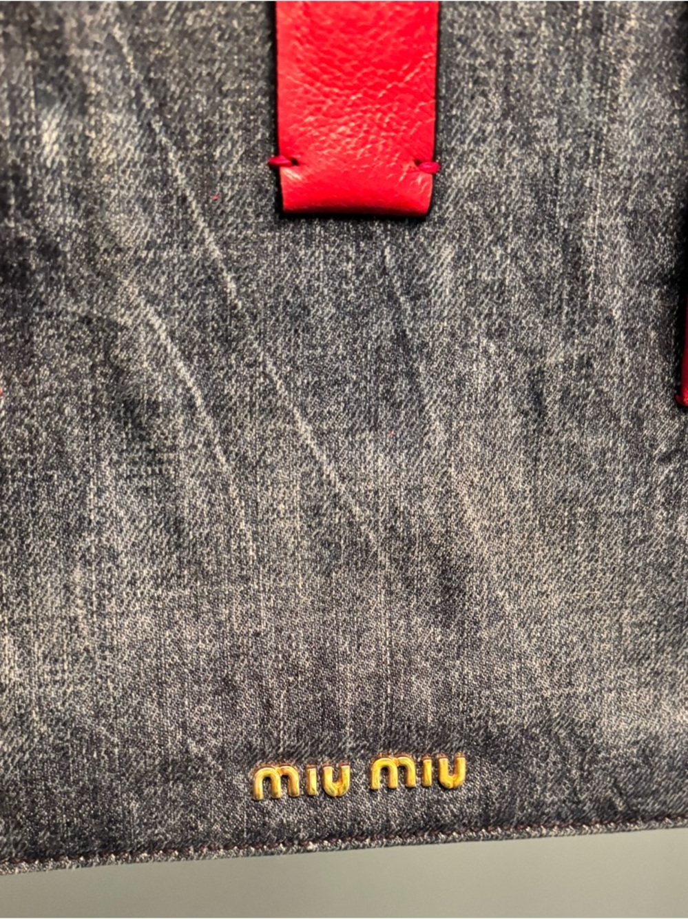 Miu Miu Denim Satchel with Red Leather Trim - Picture 3 of 15